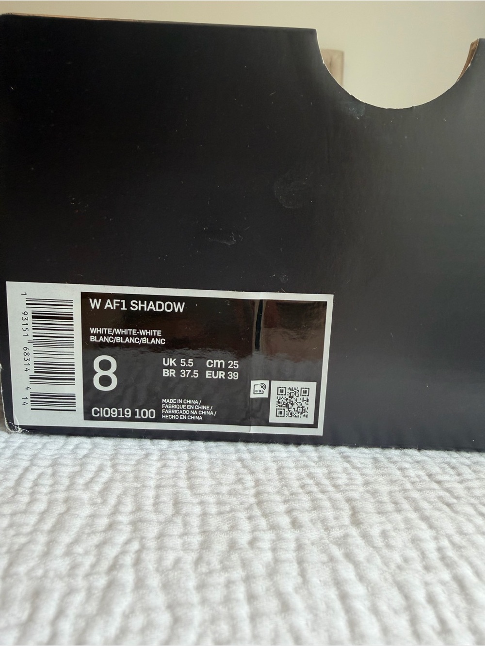 NWT Nike Air Force 1 Shadow Triple White Sneakers Women’s 8 - Picture 4 of 10